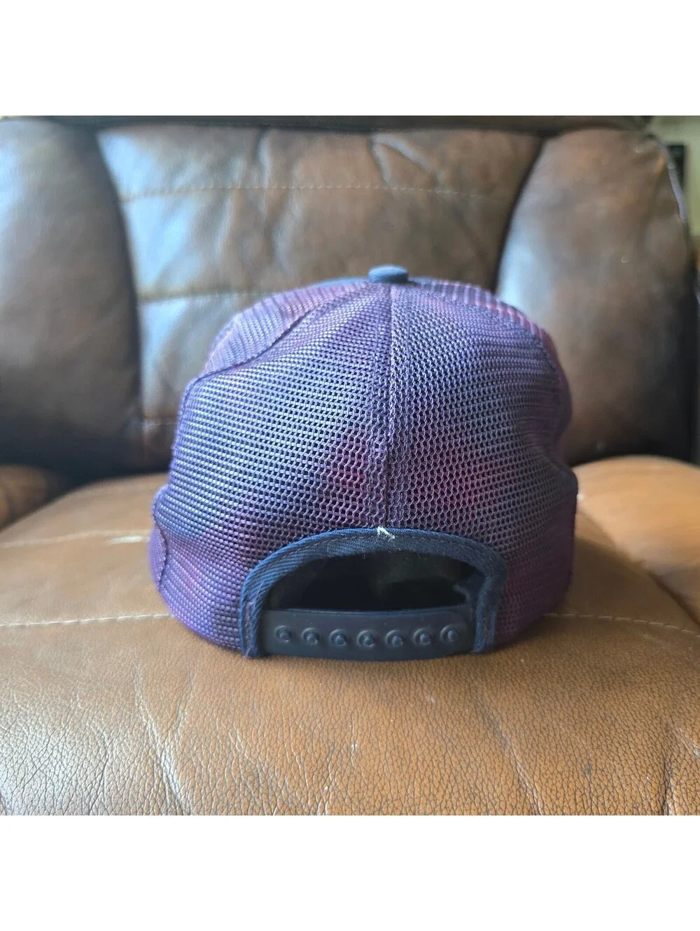 Vintage Goodyear Tire Patch Trucker Hat Snapback Sun Faded Purple Mesh Cap